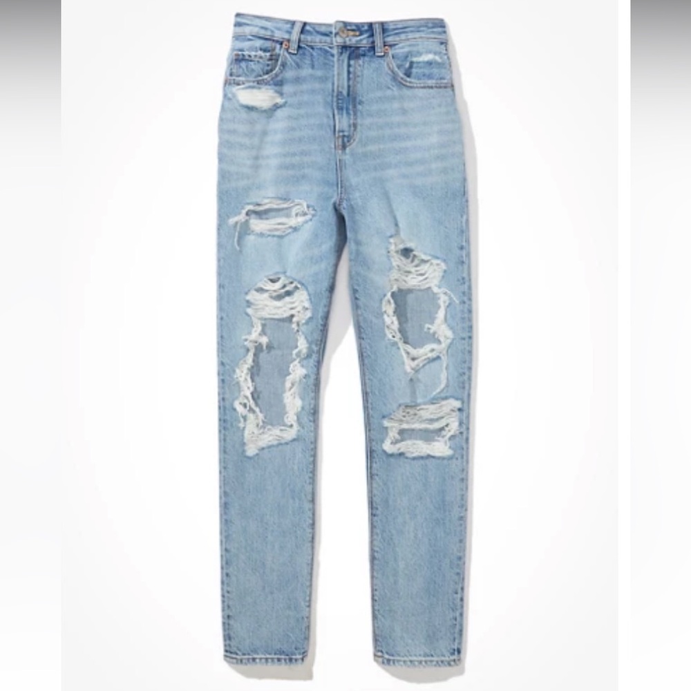 American Eagle Ripped Highest Waist Mom Jean- 12 SHORT
